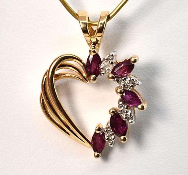 Sweet Ruby and Diamond Heart Pendant