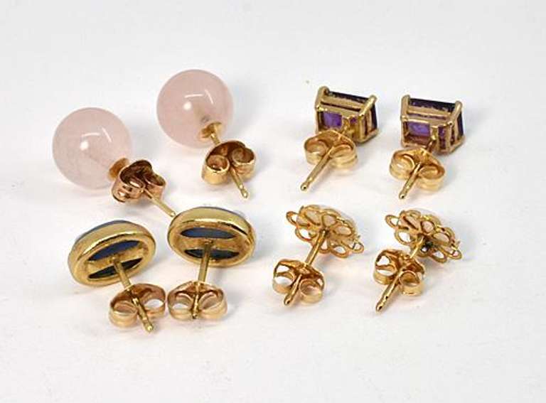 Useful Lot of 4 Pairs 14k Earrings