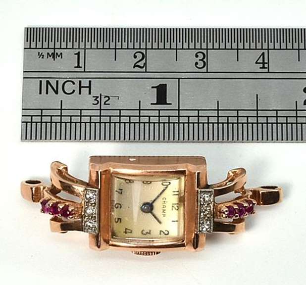 Art Deco Rose Gold & Ruby Watch