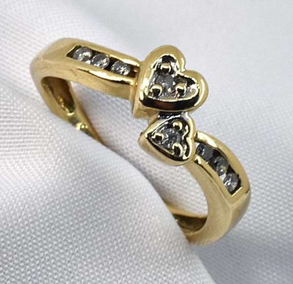 Sweet Double Heart Diamond Ring