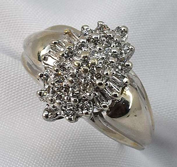 Glittery White Gold Diamond Cluster
