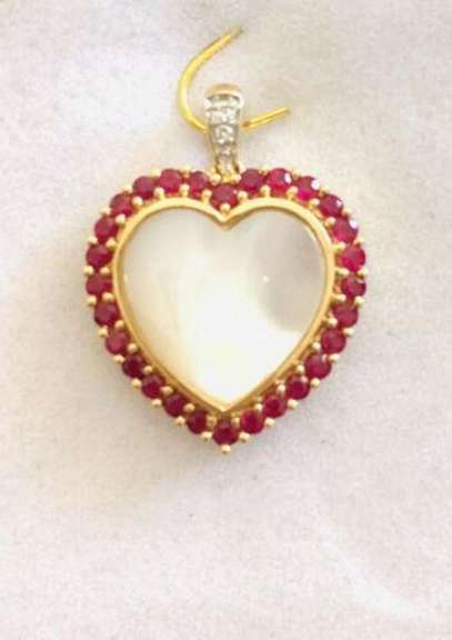 14kt Gold, Ruby, Diamond, & Mother of Pearl Pendant