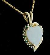 Charming Opal and Emerald Heart Pendant Necklace