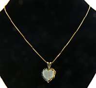 Charming Opal and Emerald Heart Pendant Necklace
