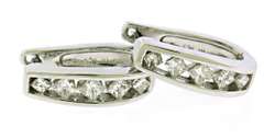 Stunning Princess Cut Channel Set Diamond Hoops