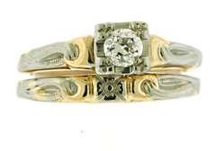 Vintage 18kt Old Euro Cut Bridal Set