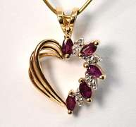 Sweet Ruby and Diamond Heart Pendant