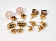 Useful Lot of 4 Pairs 14k Earrings