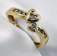 Sweet Double Heart Diamond Ring