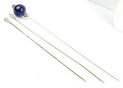 3 Sterling & Art Glass Hat Pins