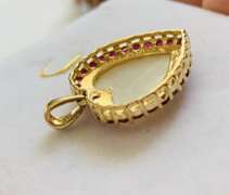 14kt Gold, Ruby, Diamond, & Mother of Pearl Pendant