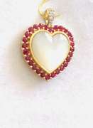14kt Gold, Ruby, Diamond, & Mother of Pearl Pendant