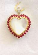 14kt Gold, Ruby, Diamond, & Mother of Pearl Pendant