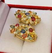 14kt Gold, Sapphire, & Diamond Earrings