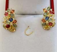 14kt Gold, Sapphire, & Diamond Earrings