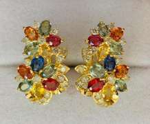 14kt Gold, Sapphire, & Diamond Earrings