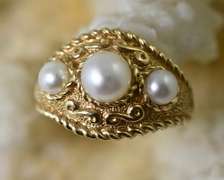 Byzantine-Inspired 14K Pearl Ring