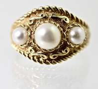Byzantine-Inspired 14K Pearl Ring
