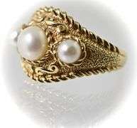 Byzantine-Inspired 14K Pearl Ring