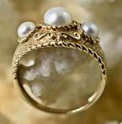 Byzantine-Inspired 14K Pearl Ring