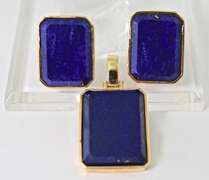 Gorgeous and Vibrant 18K Lapis Pendant and Earrings Set