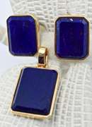 Gorgeous and Vibrant 18K Lapis Pendant and Earrings Set