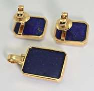 Gorgeous and Vibrant 18K Lapis Pendant and Earrings Set