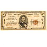 $5 Otsego County National Bank Of Cherry Valley NY