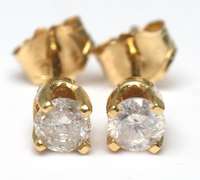 Diamond Stud Earrings in 14KT Yellow Gold