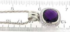 Gorgeous White Gold Amethyst w Diamond Halo Necklace
