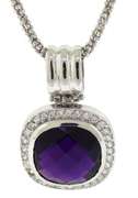 Gorgeous White Gold Amethyst w Diamond Halo Necklace