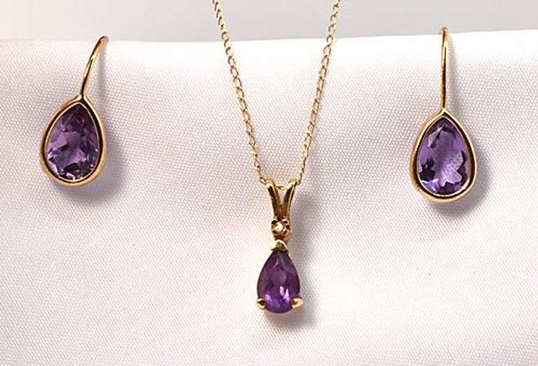 Amethyst Earring and Pendant Suite