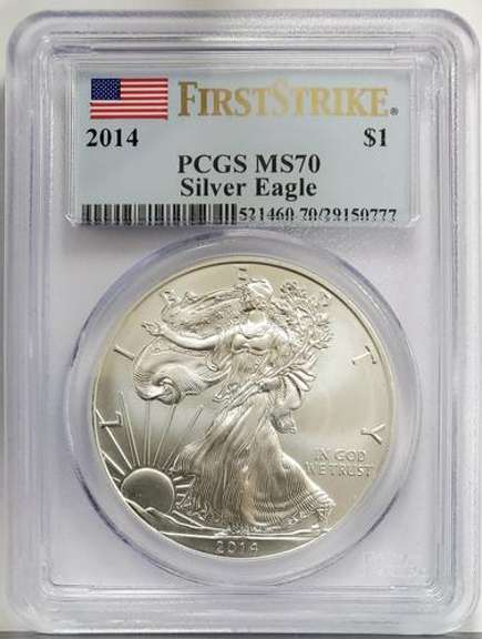 2014 Certified Silver Eagle MS70 PCGS 1st Strike