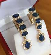 Gorgeous 14kt Gold, Blue Sapphire, & Diamond Earrings