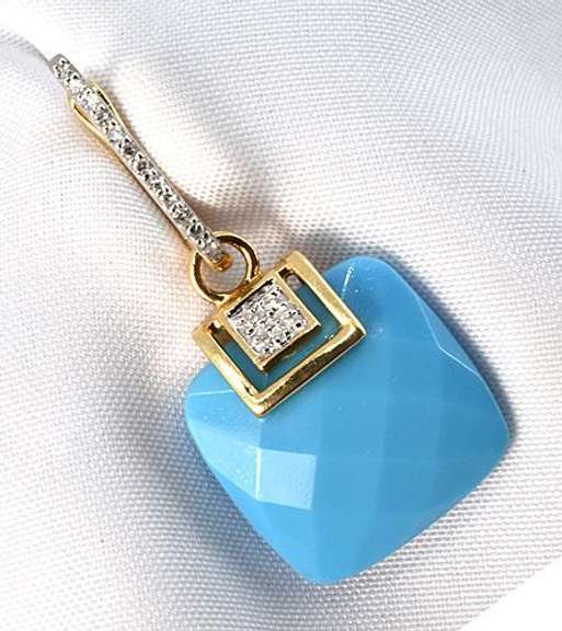 Vibrant Turquoise & Diamond Earrings in 14k YG