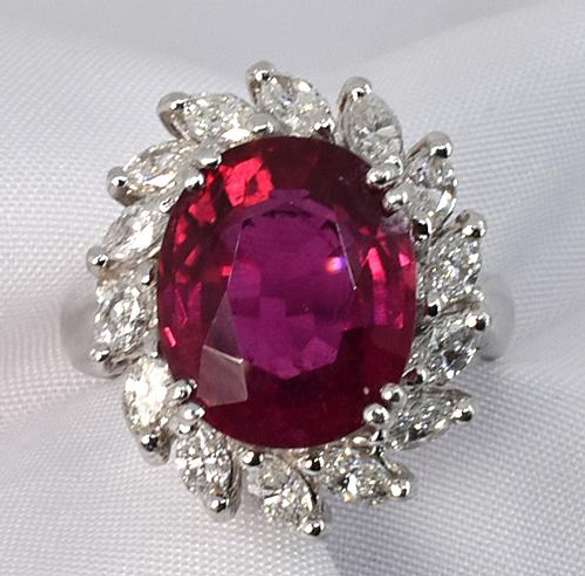 Stunning Rubellite & Diamond Ring in Platinum