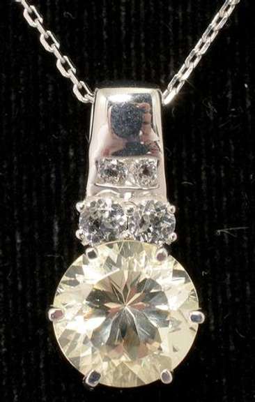 Large CZ Sterling Silver Pendant & Chain