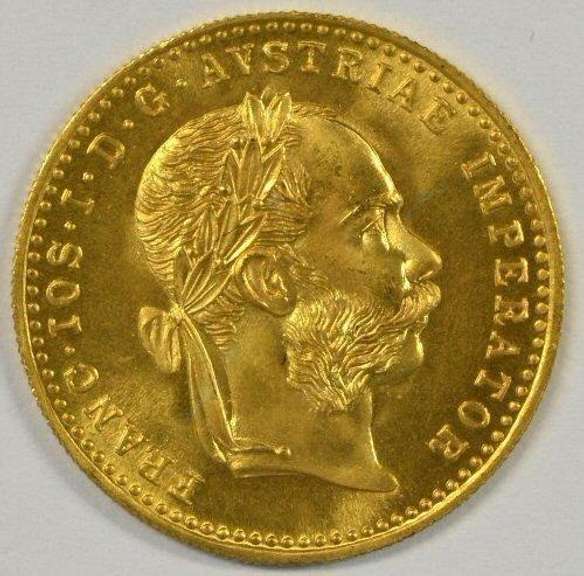 Semi-Prooflike BU Austria 1 Ducat Gold Piece dated 1915