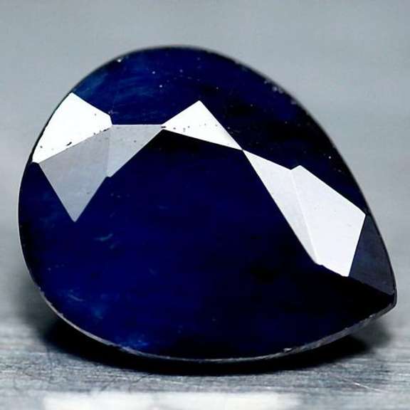Bold 4.09ct blue black pear cut Sapphire