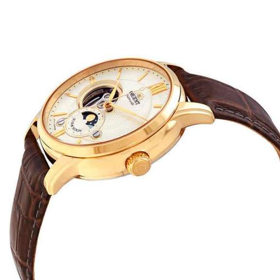 New Mens Orient Automatic Open Heart w Gold Accents