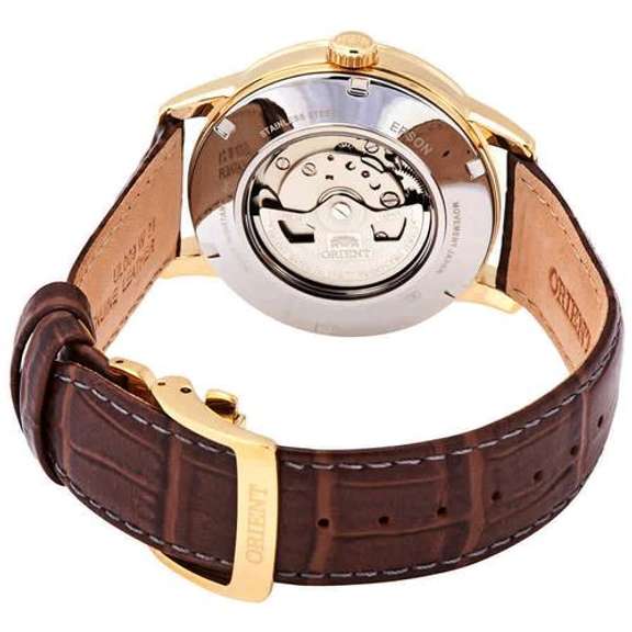 New Mens Orient Automatic Open Heart w Gold Accents