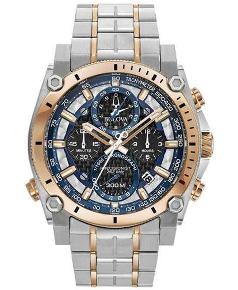 New Mens Bulova Chronograph w Rose Gold Toned Accents