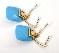 Vibrant Turquoise & Diamond Earrings in 14k YG