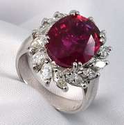 Stunning Rubellite & Diamond Ring in Platinum
