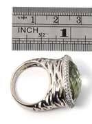 Enticing Green Quartz & Diamond Ring in 14K WG