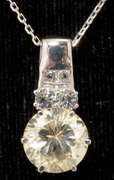 Large CZ Sterling Silver Pendant & Chain