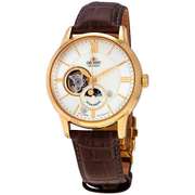 New Mens Orient Automatic Open Heart w Gold Accents