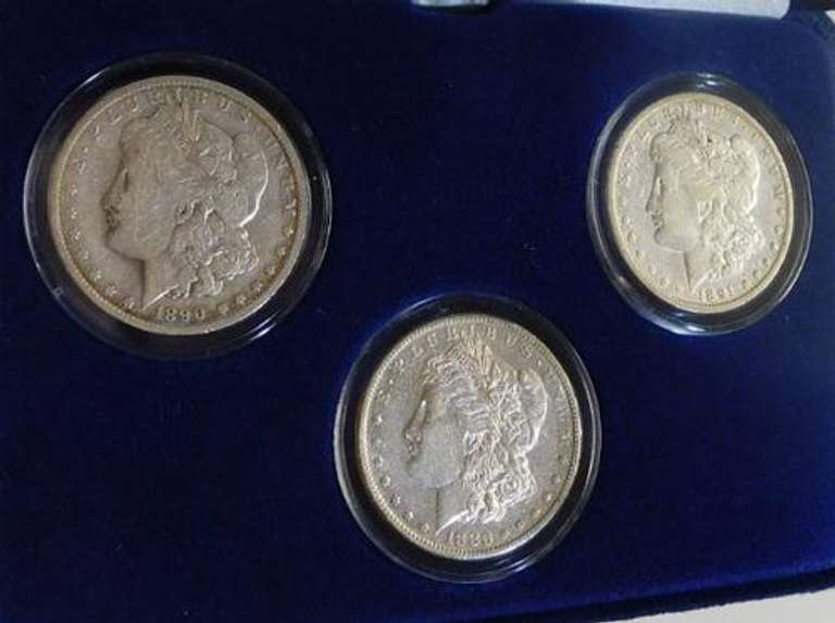 3 piece set Morgan Dollars, P/D/S set, circulated