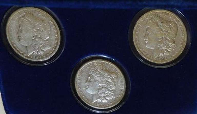 3 piece set Morgan Dollars, P/D/S set, circulated
