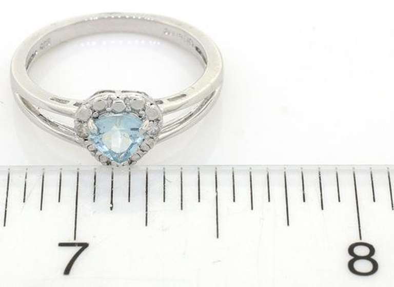 Sweet Heart Shaped Aquamarine & Diamond Ring in Sterling